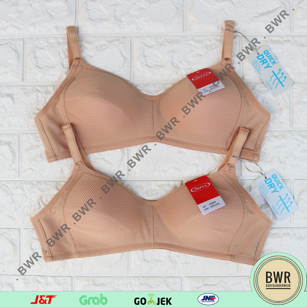 BH Sorex 02002 Quick Dry / Bra Berpori Busa Tipis Tanpa Kawat Cup B Adem Kait 2 | Bwr