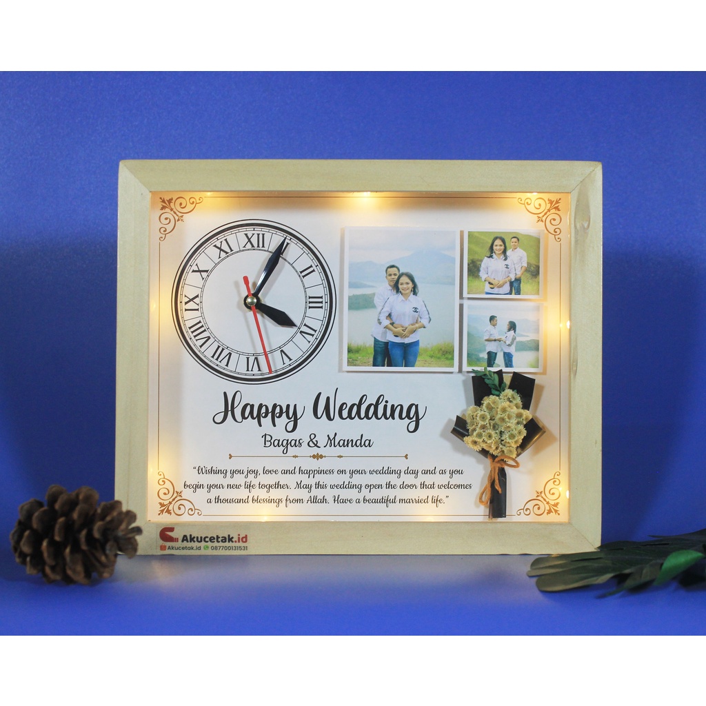 Kado Nikahan Wedding Frame 3D Custom Foto Bebas