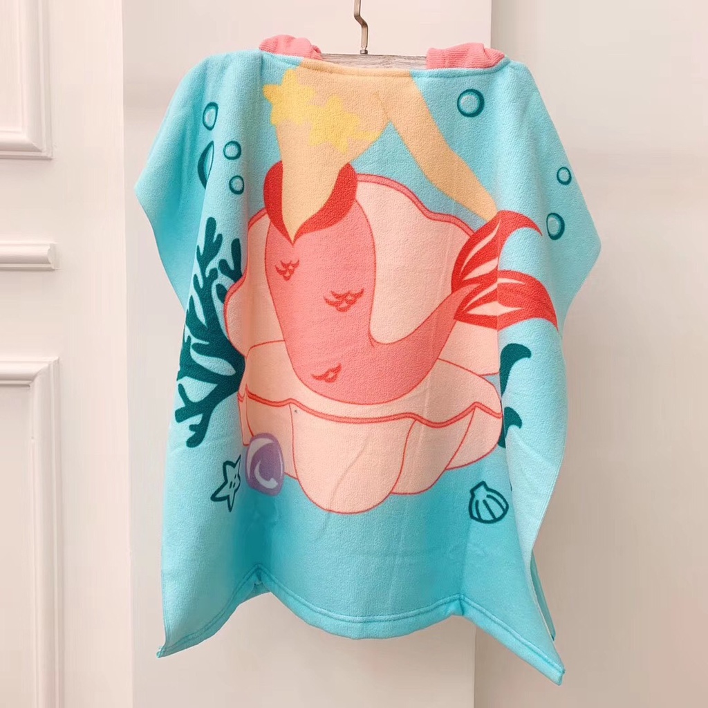 Handuk anak mandi berenang 60*60 poncho towel Hoodie karecter impor Thomas sofia-5