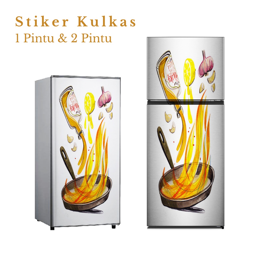 Stiker Kulkas 1 Pintu dan 2 Pintu Motif Kitchen Kode KN-12 - FX