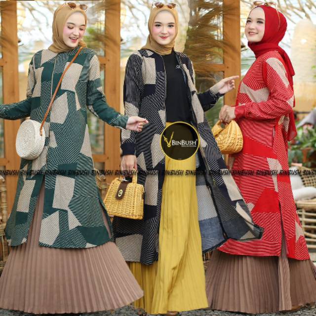 TUNIK FASHION WANITA MURAH STYLE KEREN / ABSTRAK SET TUNIK BY BINBUSH