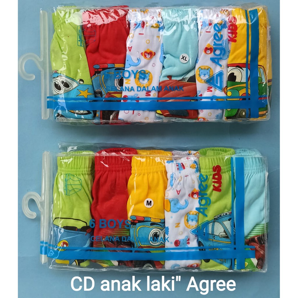 Agree Kids Original ~ 6 Pcs Celana Dalam Bermotif Anak Laki-laki, Pakaian Dalam Anak ( 6 Warna )