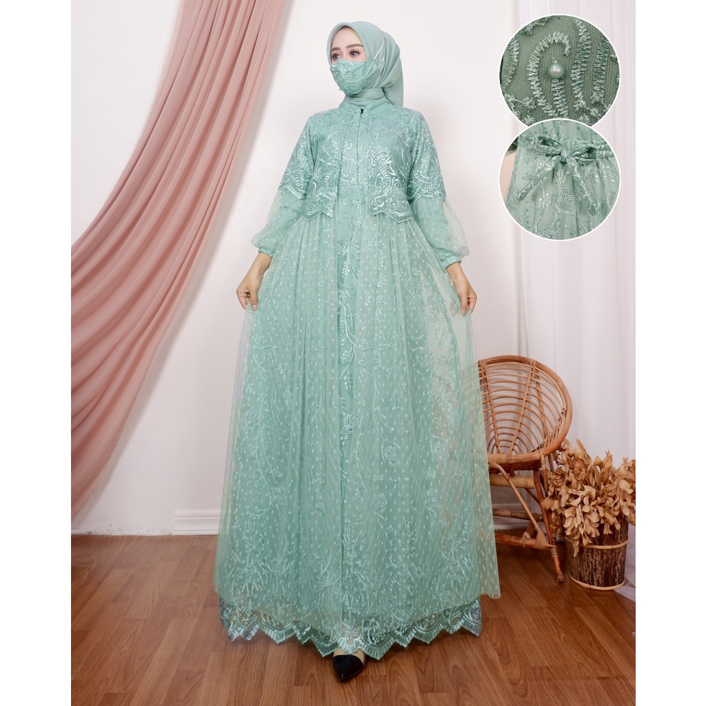 Permata olshop / Kebaya Gamis Rompi  Tutu Vanesha DJ / Baju Gamis Wanita Modern / Dress Kondangan Modern / Gamis Kebaya Busui