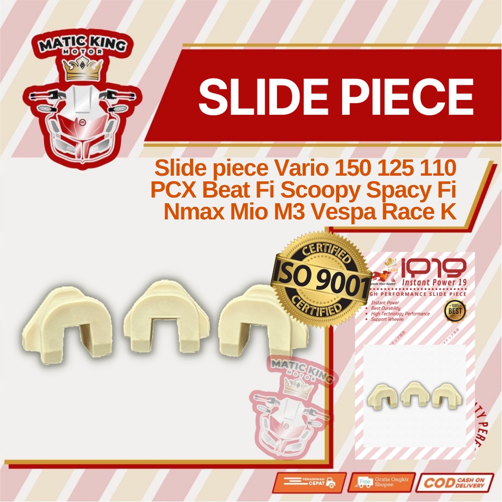 Slider Slide piece Vario Beat Scoopy PCX ADV Spacy Mio M3 Z J S Nmax Freego Gear Fino Nouvo Karbu Fi ESP  110 115 125 150 160 Vespa Race K IP2015-AK