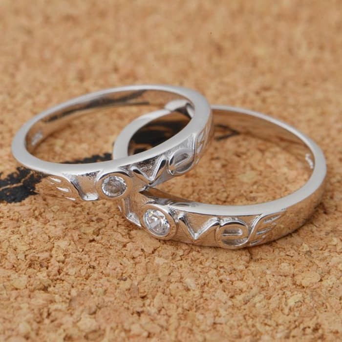 Cincin Couple LOVE sayap angel Platinum Plated Murah