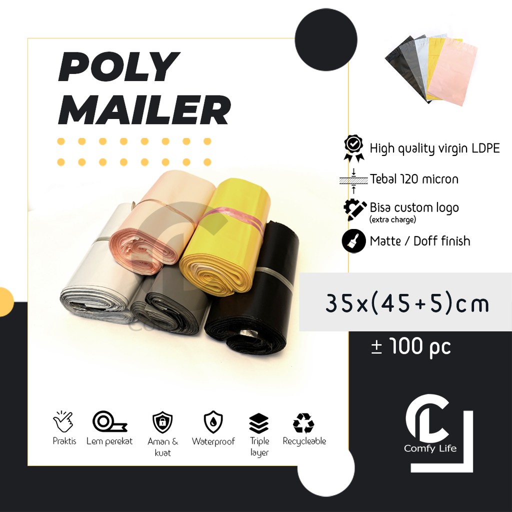 

tn76 35 x 45cm Polymailer Polybag Kantong Amplop Plastik Packing (Isi 100)
