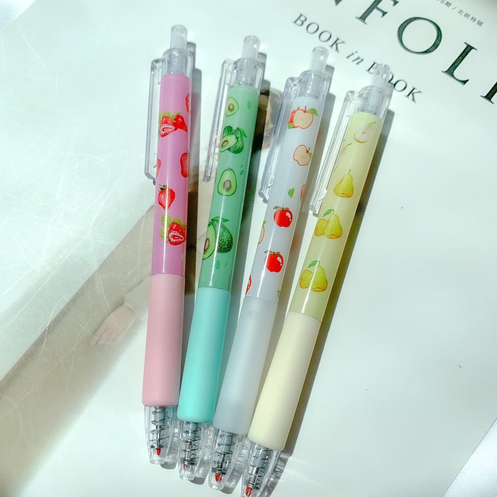 

Pulpen cetek buah mirip sarasa macaron mekanik Fruits Strawberry/Avocado/Apple/Manggo Unik