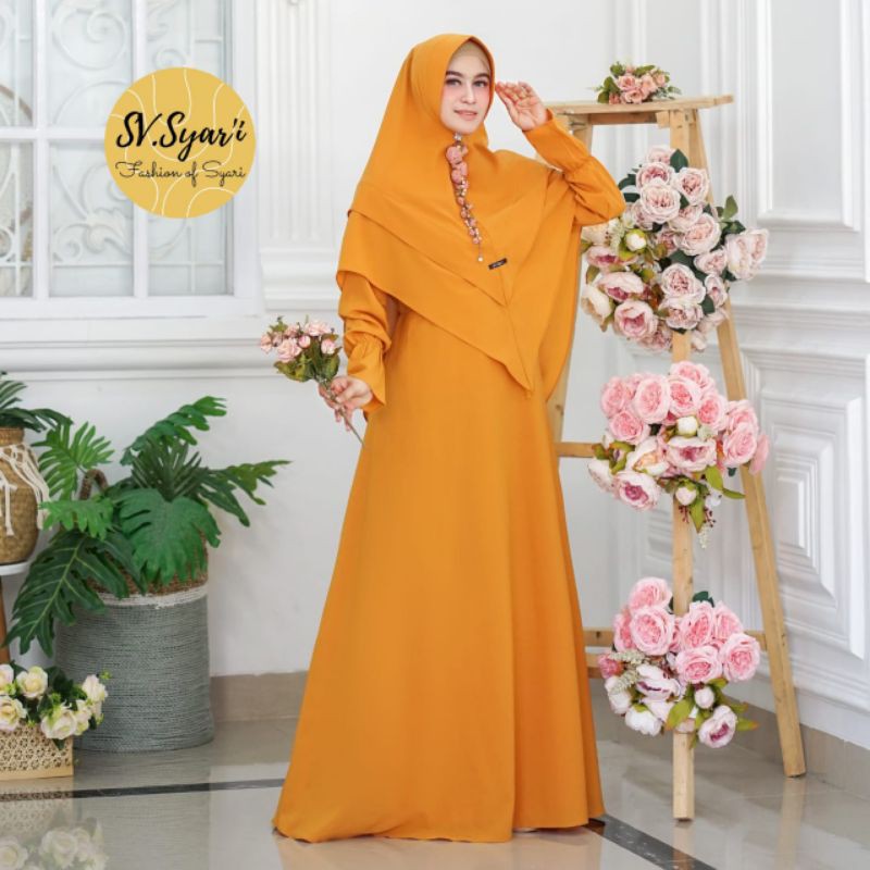 [Realpic] Gamis Branded Original Salynar Set Kubus Sv Syari / polos / terbaru / dewasa / daily