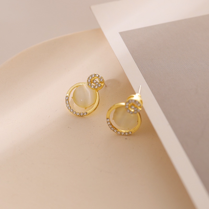 Sterling silver jarum Korea sederhana fashion kecil Opal G huruf selebriti Internet temperamen antin