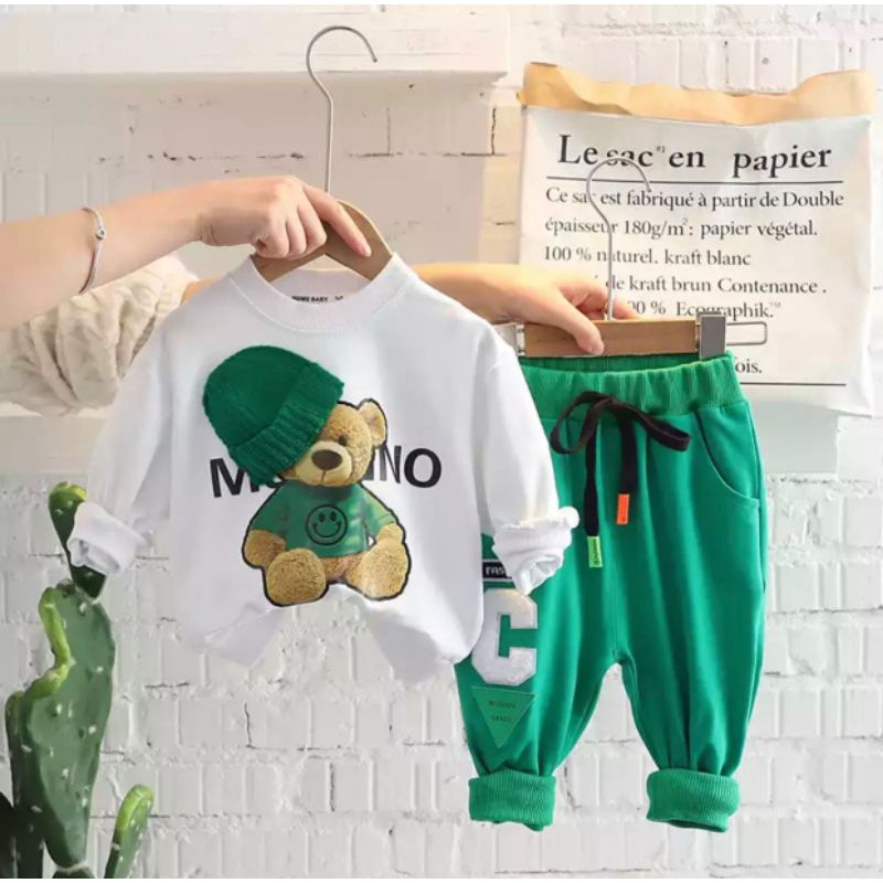 Sweater Set| Setelan Sweater Jogger Anak Laki-laki Perempuan MOOSINO BEAR KUPLUK Anak Umur 1-5 Tahun Terbaru