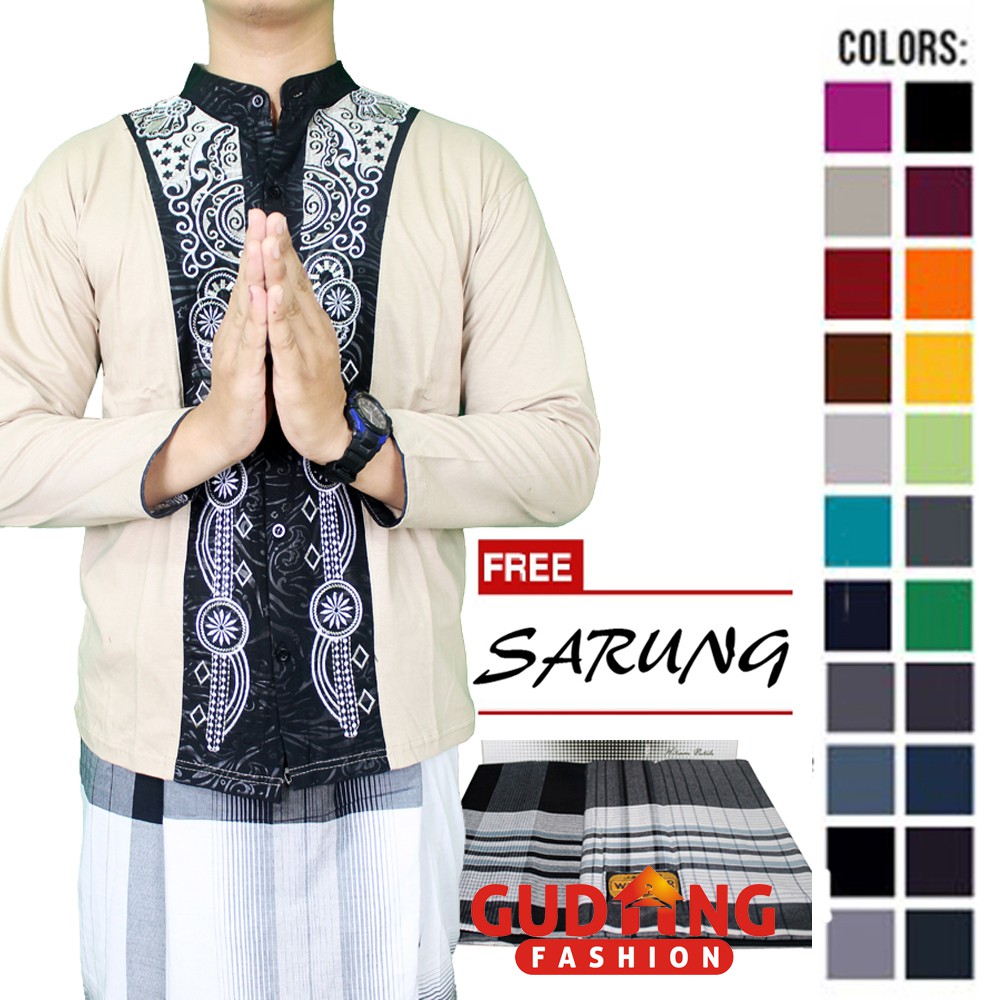 Muslimin Pria Baju Koko Lengan Panjang Plus Free Sarung - BDL (COMB)