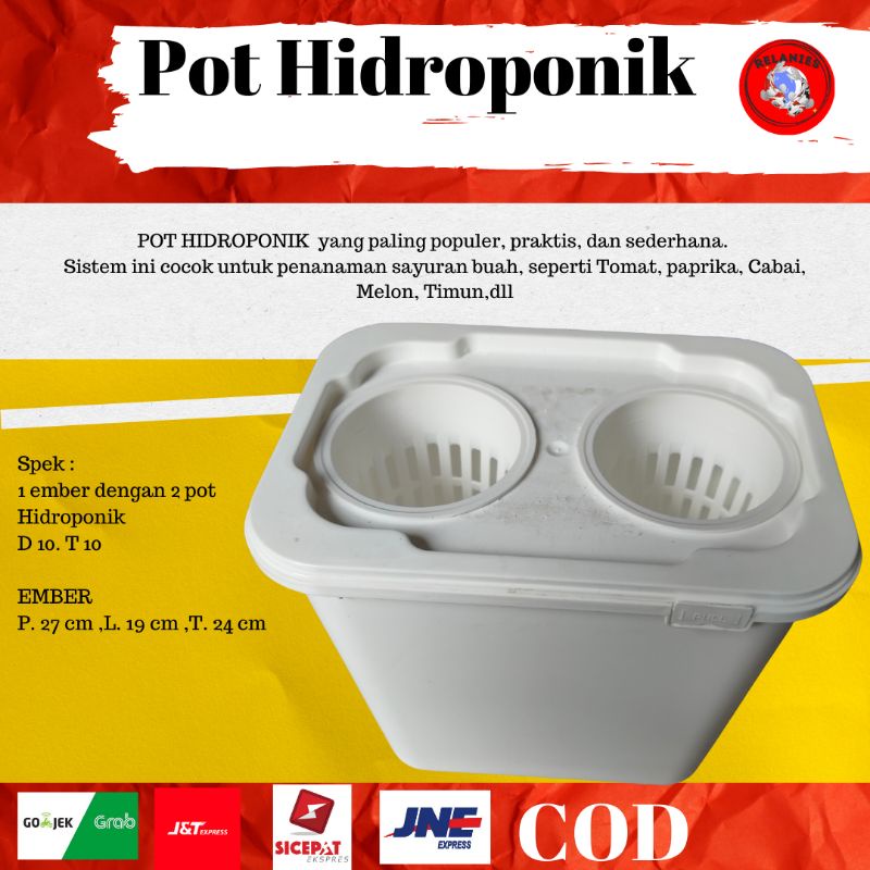 POT HIDROPONIK DUTCH BUCKET SISTEM WIcK 1 EMBER 2 POT