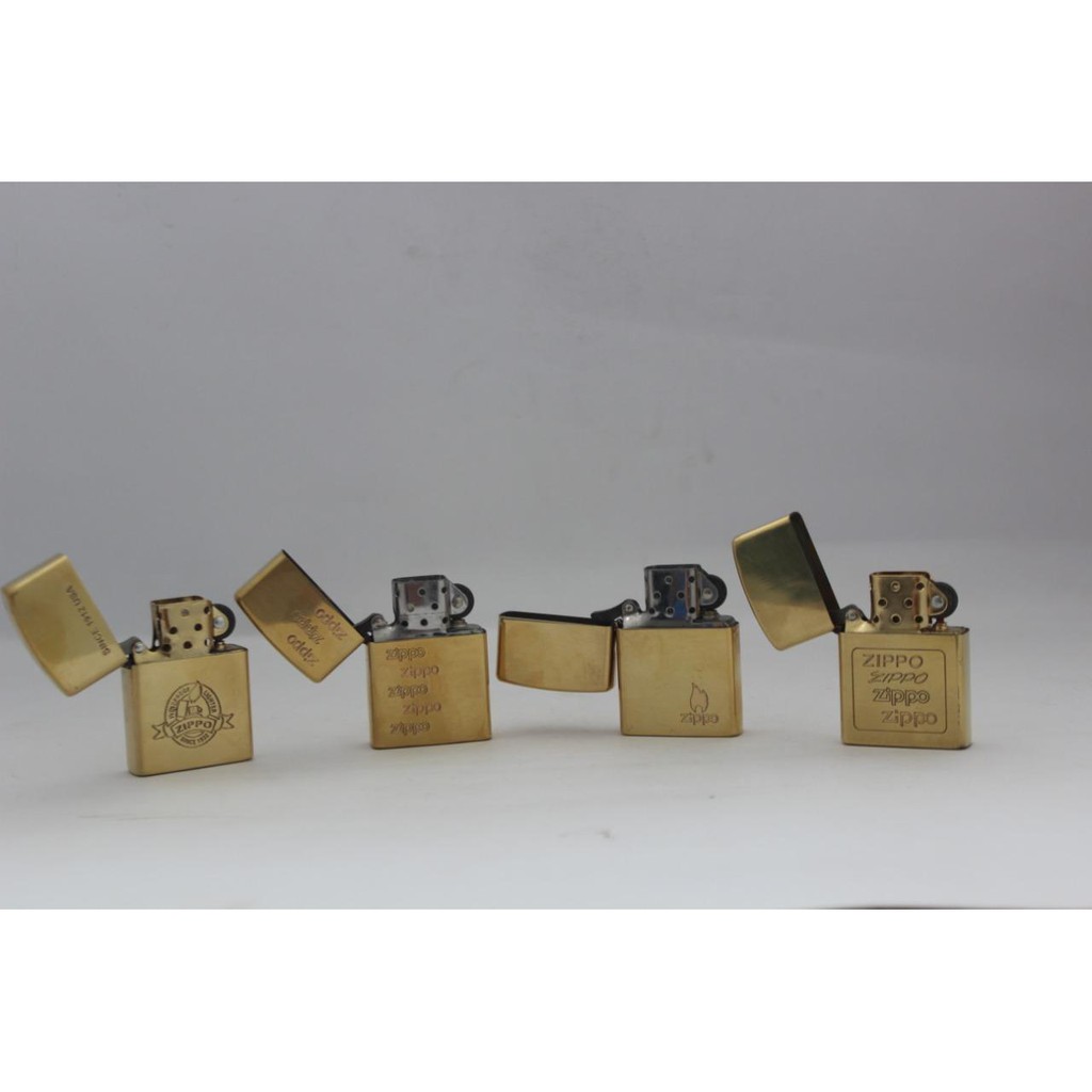 BISA COD-READY STOCK ZIPPO LIGHTER GOLD BONUS + BATU ZIPPO 6 BUTIR ( Denting 2x ) - RANDOM