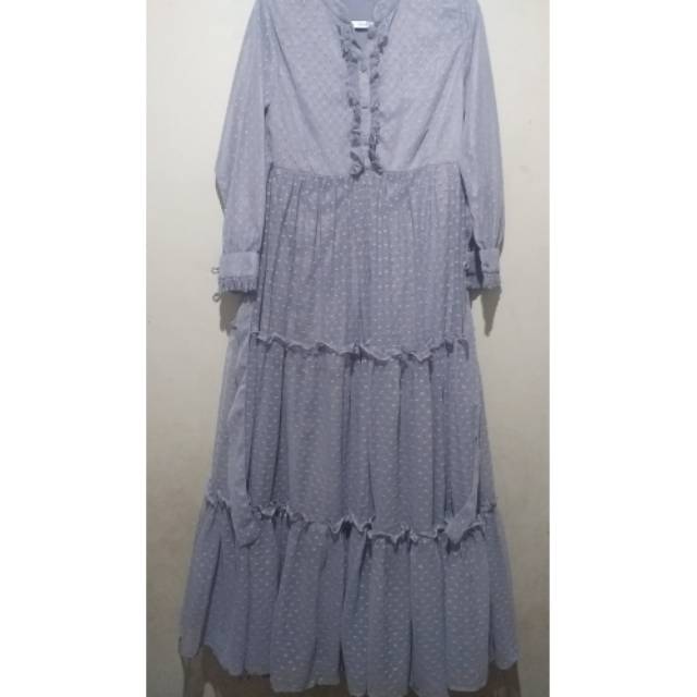 NAJLA Dress by Lyf size S warna Charcoal silver LD 92 Pj.Dress 135cm (Preloved)