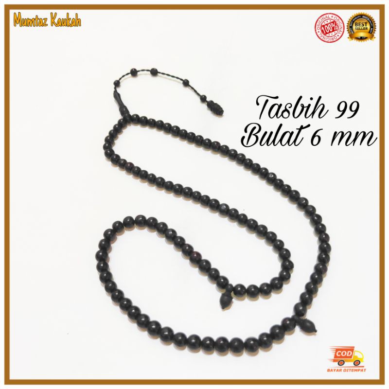 Tasbih kokka kaukah 99 butir 6mm polos hitam original kaoka kauka kaokah