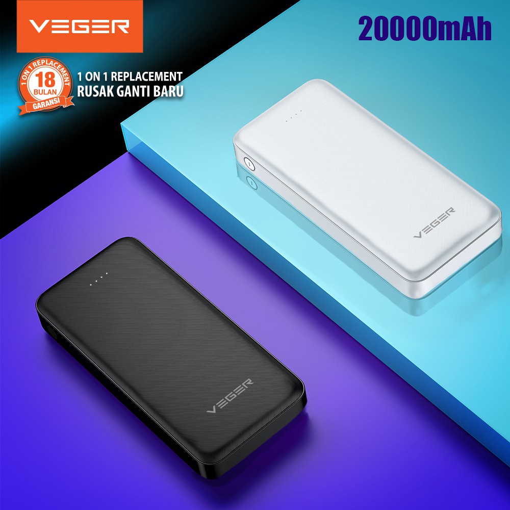 VEGER V20 Powerbank 20000mAh 2 Ports USB 2.4A Real Capacity