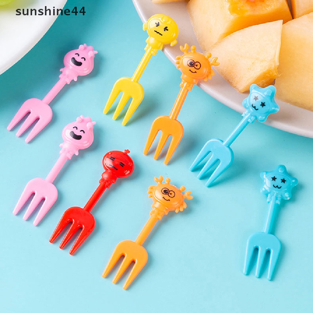 Sunshine Set Garpu Buah / Dessert / Cocktail / Sandwich / Bento Desain Kartun Untuk Pesta