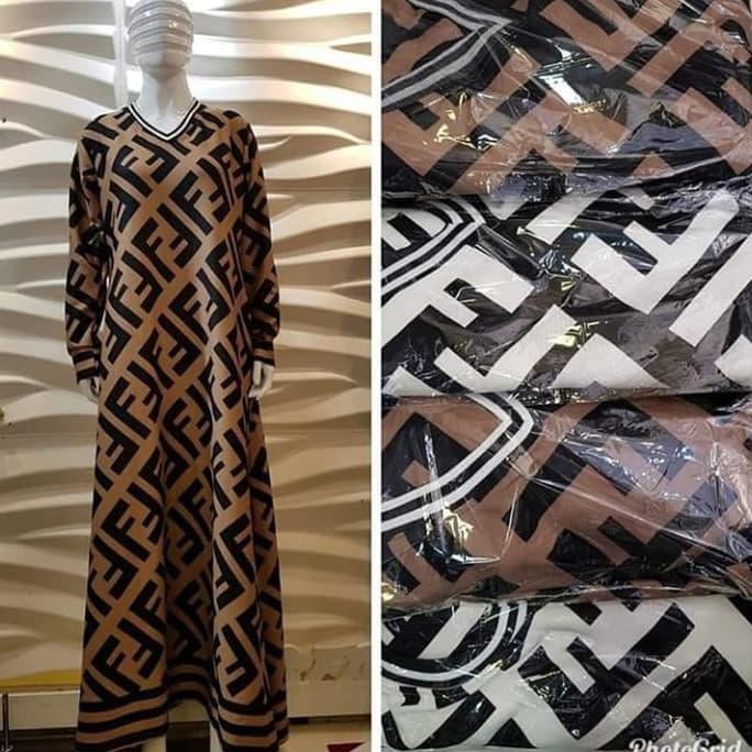 New Gamis fendi gamis scuba gamis wanita longdress fendi maxi dress fendi