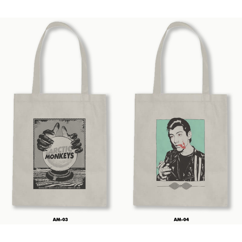 Tas Tote Bag Resleting Kanvas/Blacu  - Arctic Monkeys