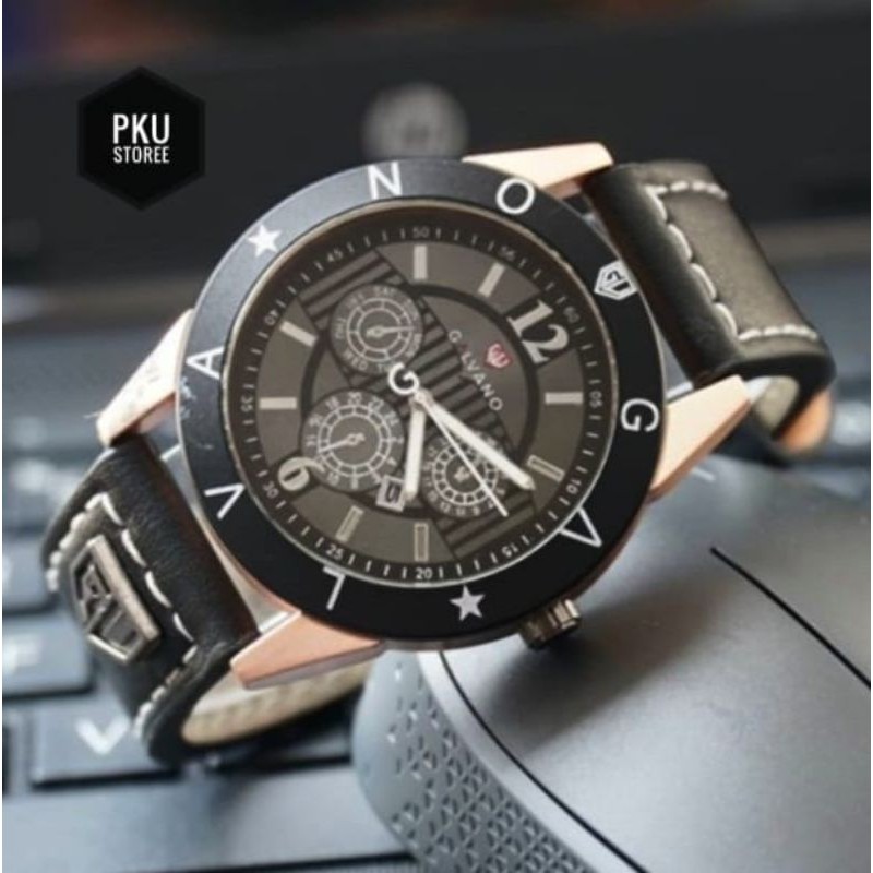 JAM TANGAN KULIT GALVANO PRIA WATER RESISTANT ORIGINAL