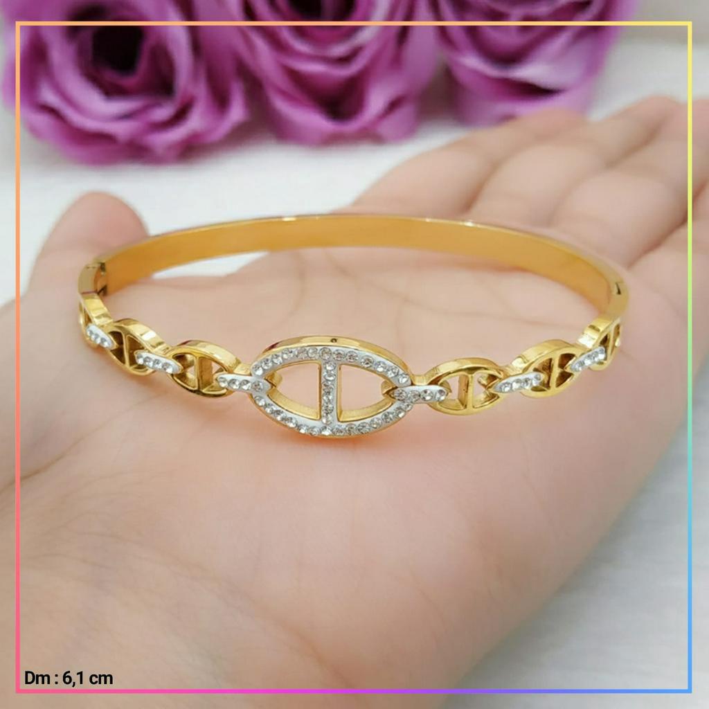 Gelang titanium/stainless steel Gelang Bangle Mata Rantai Gold Perhiasan Anti Karat GT 113