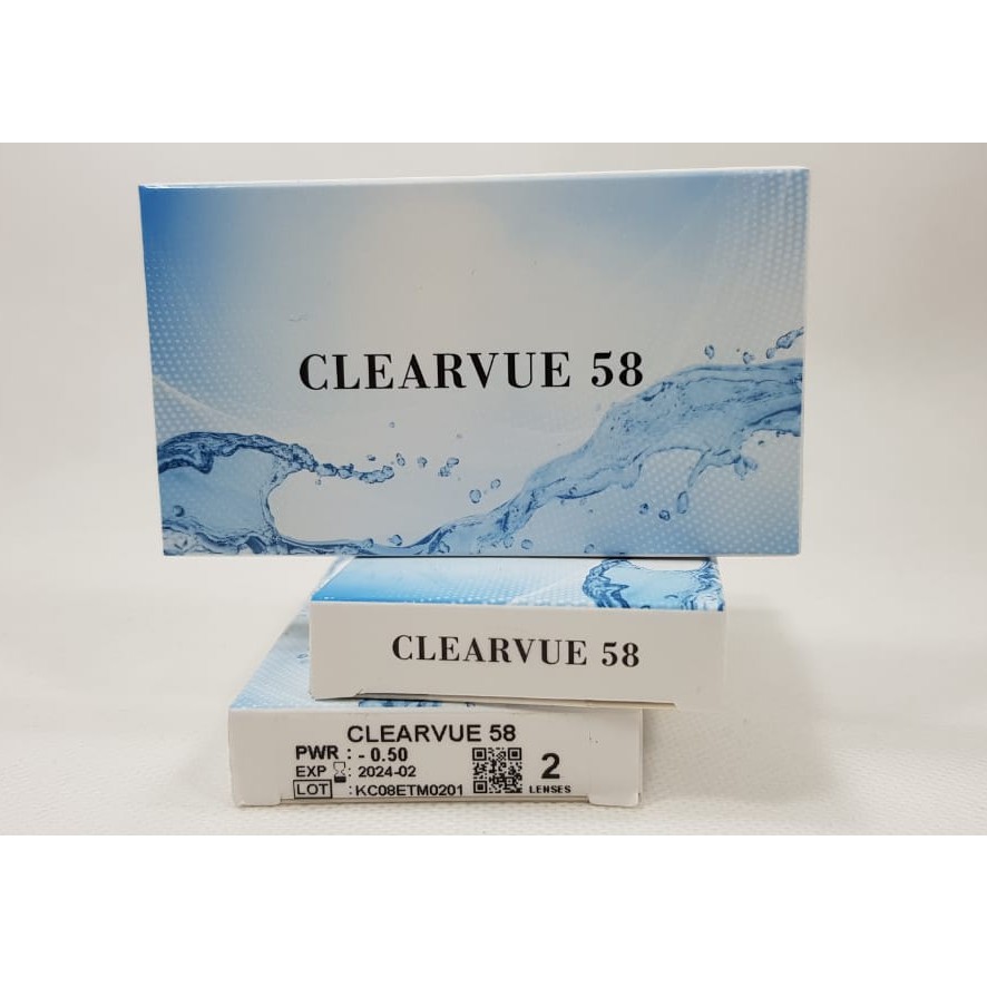 Softlens CLEARVUE 58 DIA 14.20mm (-5.25 s/d -15.00) / Soflens Bening Minus/Lensa  Kontak/BS