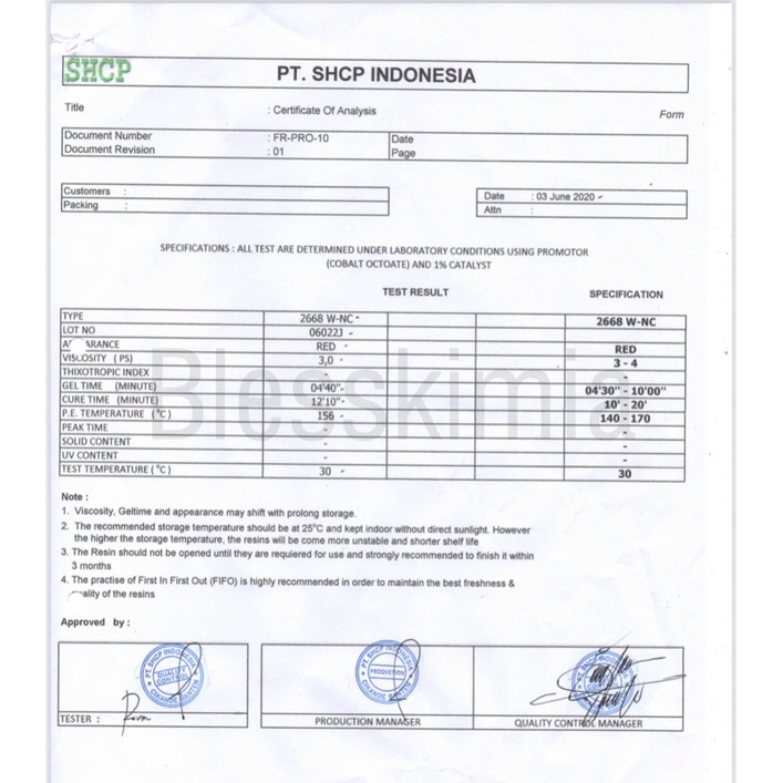 Resin merah 2668 SHCP 1kg + Catalis 30ml