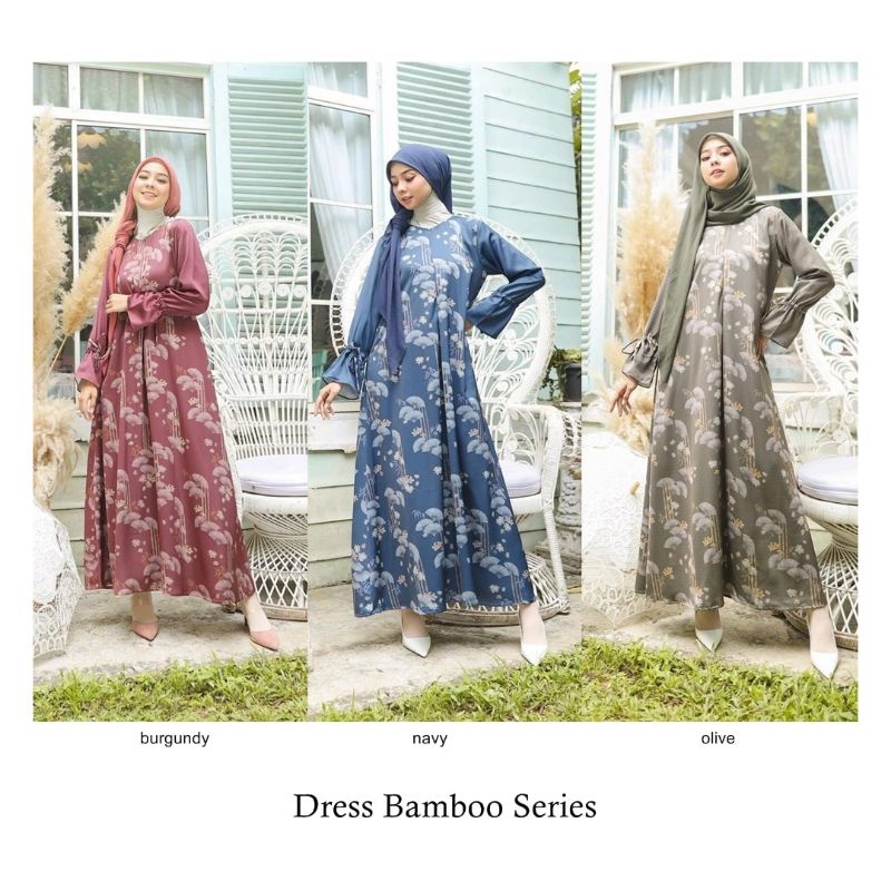 Gamis Dress Muslim Motif Bunga / Abaya Motif Bunga / Long Dress Motif Series Bamboo by Kamima