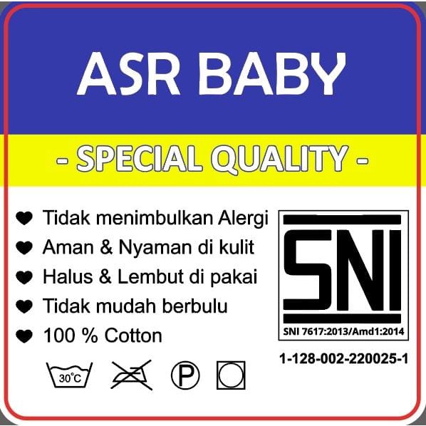 Setelan Baju Bayi Pendek Newborn ASR Baby SNI Polos Usia 0-4 Bulan