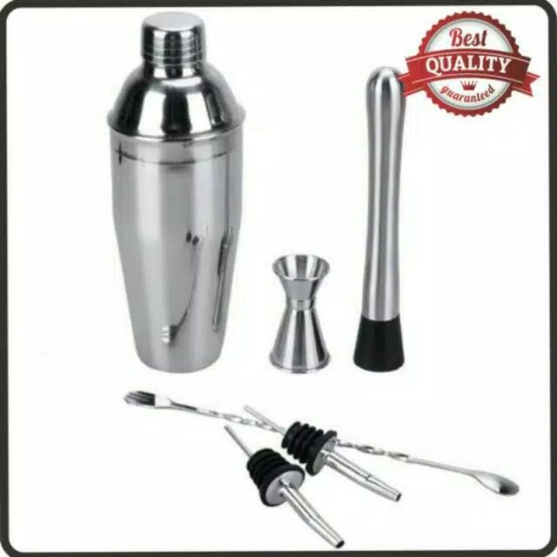 6 IN 1 BARTENDER BAR SET COCKTAIL SHAKER 750 ml / MILK SHAKER / PENGOCOK MINUMAN