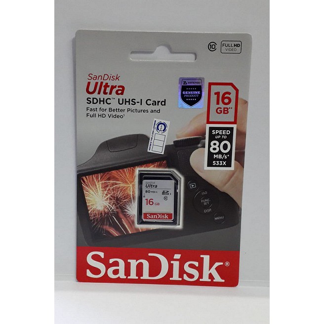 Sandisk SD Card Ultra SDHC SDXC UHS-I Class 10 16GB 80Mbps 32GB 120Mbps Original