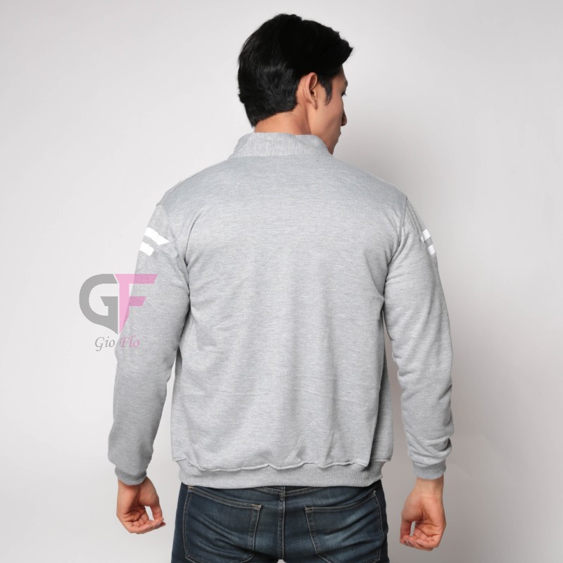 GIOFLO Jaket Sport Pria Keren Casual Abu Muda / JAK 2265