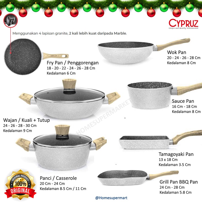 PANCI TELFON ANTI LENGKET WAJAN ANTI LENGKET TELFON KERAMIK WAJAN FRY PAN ANTI LENGKET CYPRUZ WOK