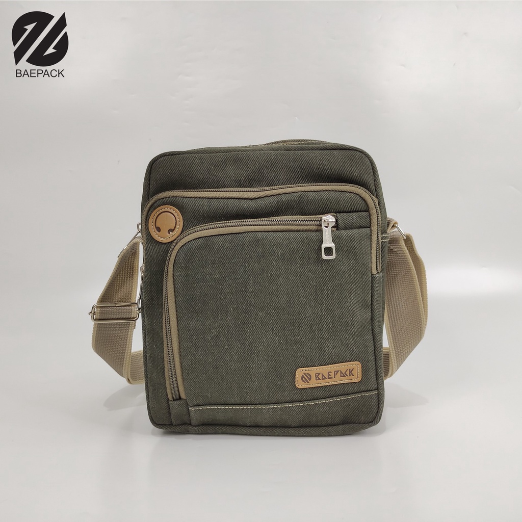 Tas Selempang Kanvas Cowok Dengan Lubang Headset Argo Hijau Army Baepack / Tas Bahu Pria / Tas Canvas Terbaik Produsen Bandung