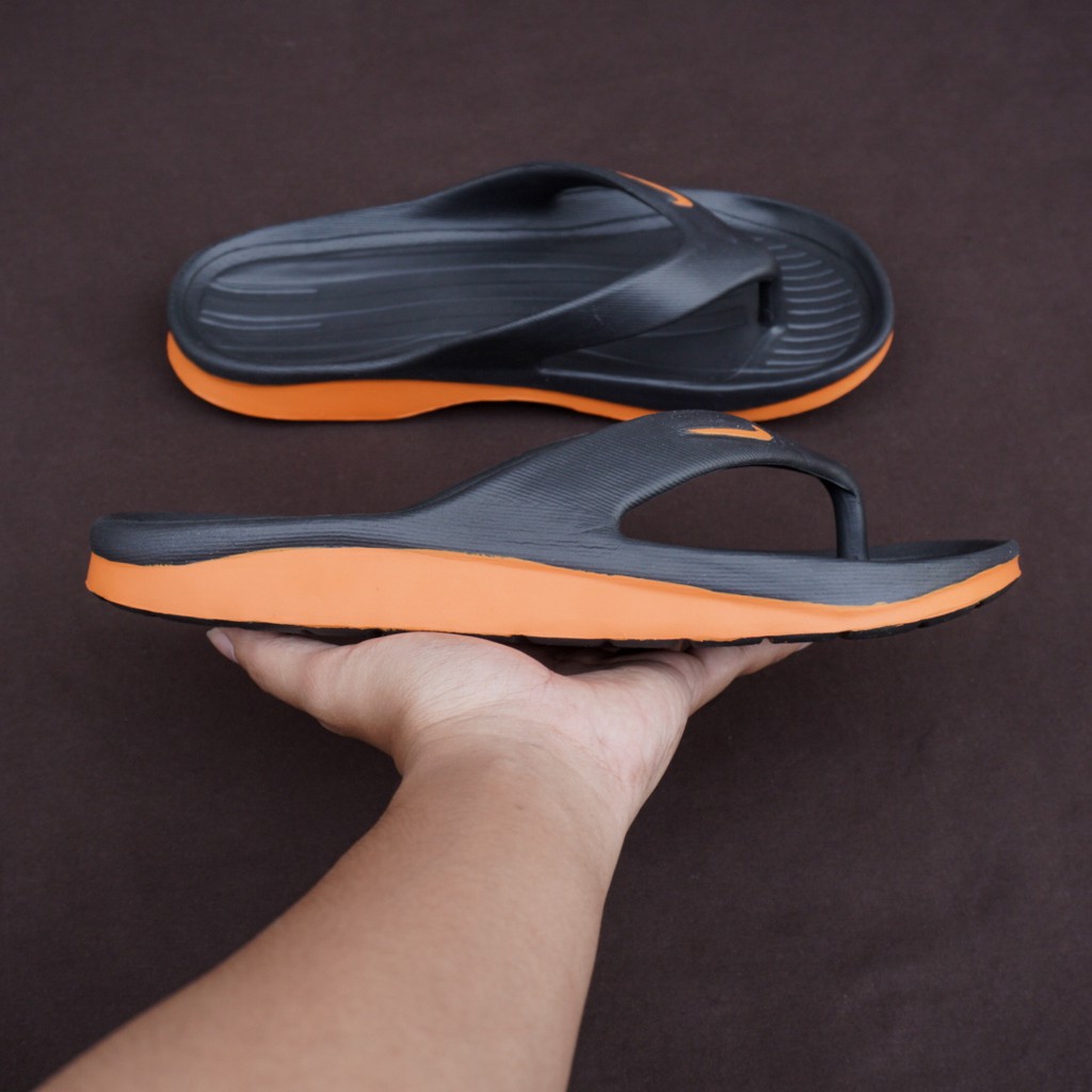 BIG SALE - Sandal Karet Jepit Kasual Santai Pria Nike Duramo Hitam List Orange Sendal Kekinian