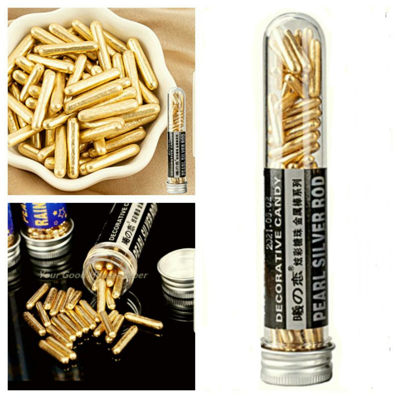 

Bentuk oval gold pearl sprinkle 40g panjang 2,3 cm hiasan kue mutiara emas halal bisa dimakan cake golden cake topper