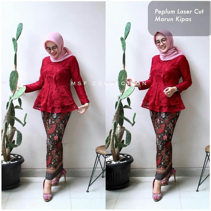 set kebaya brukat peplum laser berkualitas