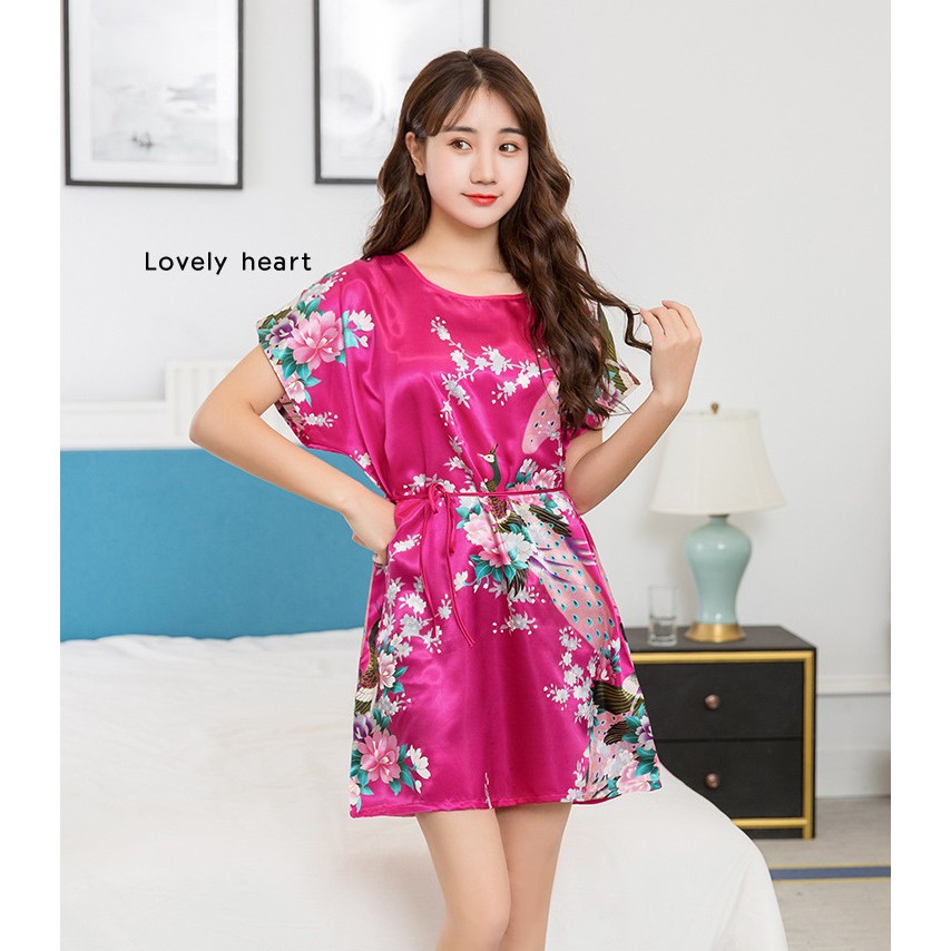 Baju Tidur Daster Satin Korea Fashion MERAK Wanita Peacock Babydoll Fashion Silk Sleepwear