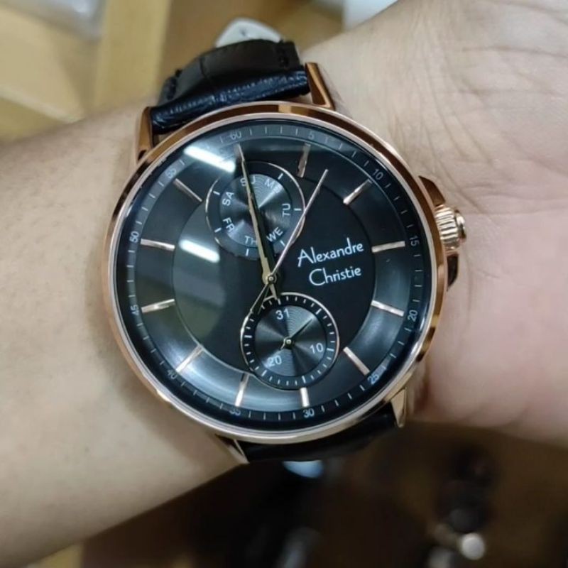 jam tangan alexandre christie pria kulit original