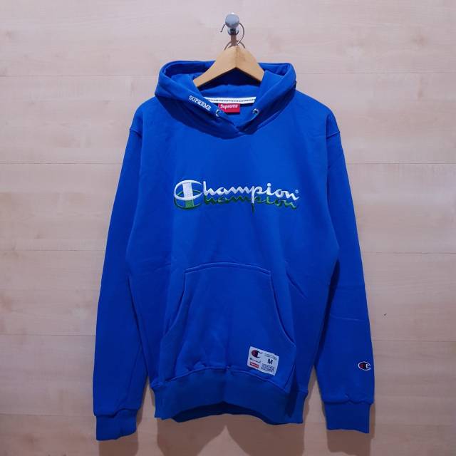 HOODIE SUPREME X CHAMPION BLUE