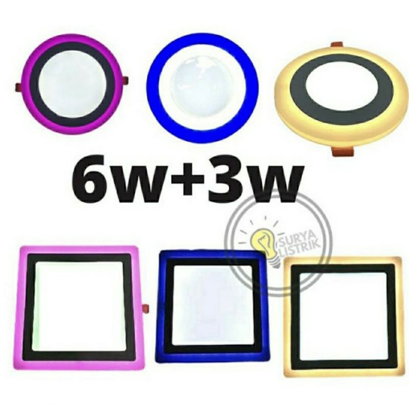 Led Panel IB inbow 6W. Downlight LED tanam plavon 2 warna 6+3w kotak dan Bulat