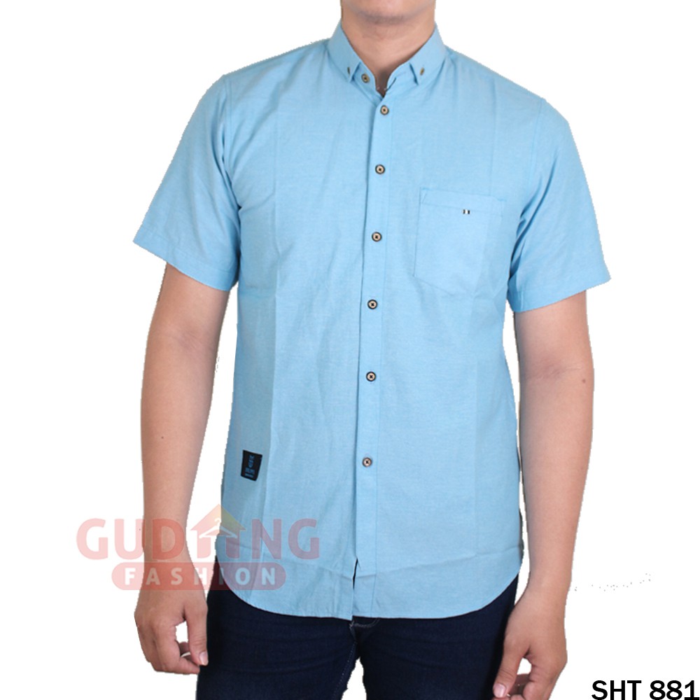 Baju Kemeja Cowok Model Sekarang Katun Oxford Pendek - SHT 881