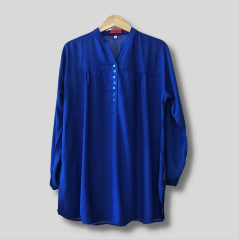 Blouse polos rayon jumbo - Emile_emilee - Biru electric navy tile atasan wanita oversized