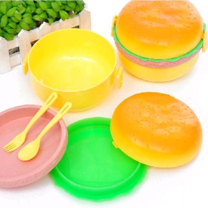 Gelasa Lunch Box Burger Tempat Kotak Makan Susun Anak berbentuk Hamburger