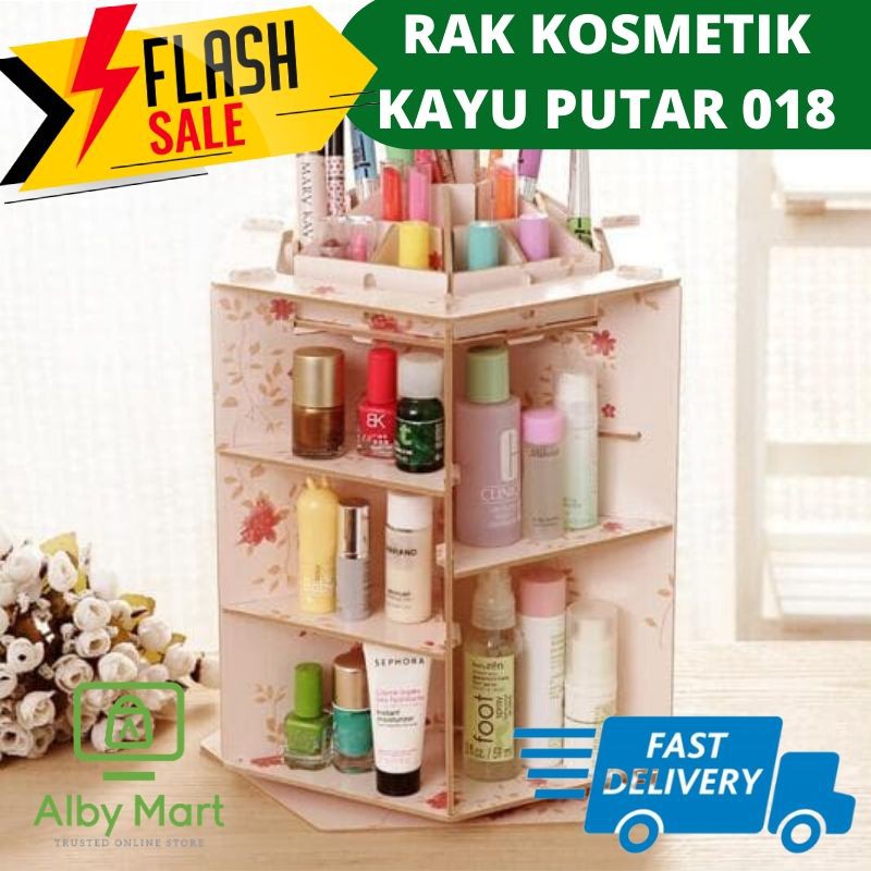  Rak  Kosmetik  Rotate Putar  Kotak Storage cosmetic rack kayu 