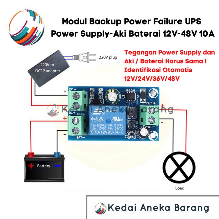 Module Modul Backup Emergency Mati Lampu UPS Proteksi Protection Automatic Otomatis Relay Switch Swi