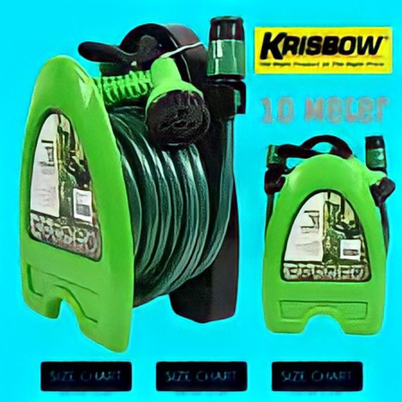 krisbow mini hose reel selang taman/selang air dengan penggulung 7.5 mm X 10 M