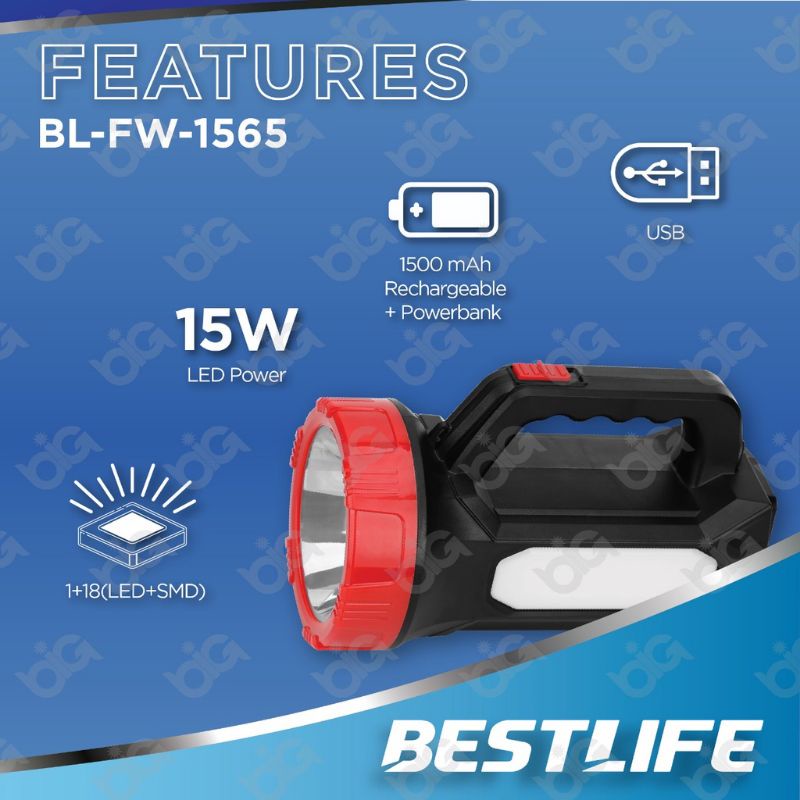 SENTER BESAR 15 W + 18 SMD LED BESTLIFE BL-FW-1565