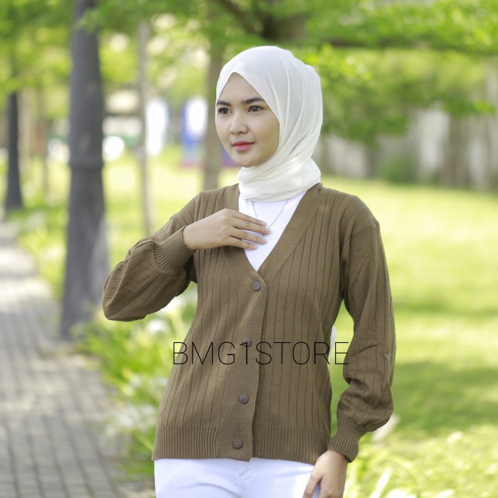 Jaket wanita sweater rajut wanita rajut resleting premium berkualitas - Cokelat, XS N2C3 berkualitas