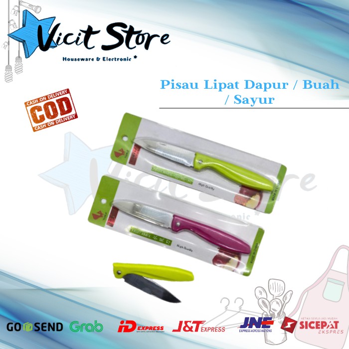 Pisau Lipat Buah / Sayur Stainless Gagang Plastik